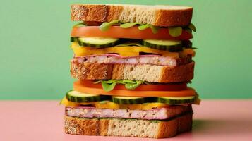 proberen een smakelijk en kleurrijk veganistisch belegd broodje vol foto
