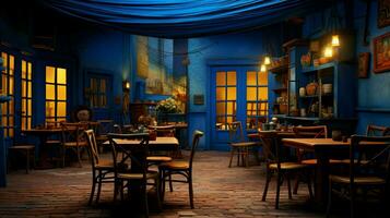 3d model- koffie winkel blauw en luxe foto
