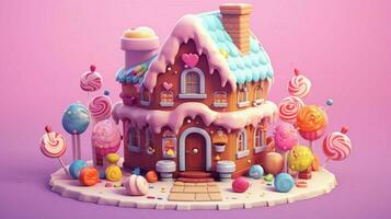 een luxe snoep huis met snoepgoed en chocola toetje foto