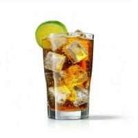 eetpatroon cokes met citrus schil met wit achtergrond foto