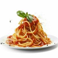 spaghetti met wit achtergrond hoog kwaliteit ultra foto