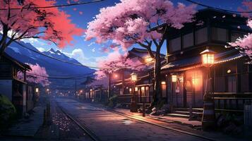 rustgevend anime achtergrond hoog kwaliteit foto