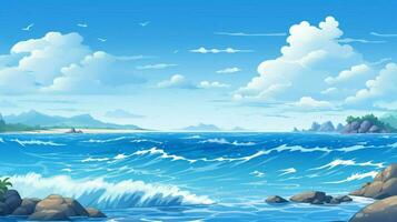 tekenfilm stijl oceaan achtergrond voor Product toon ca foto