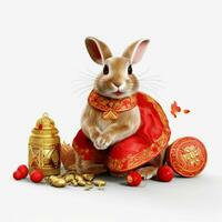 Chinese nieuw jaar konijn met transparant achtergrond hoog foto