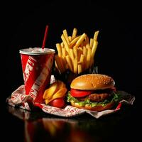 donker Fast food 8k met wit achtergrond hoog kwaliteit foto