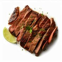 foto van carne asada met Nee achtergrond met wit