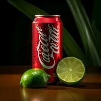 Product schoten van Coca Cola met limoen hoog kwaliteit foto