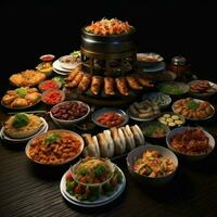 Product schoten van Chinese voedsel Chinese buffet hoog foto