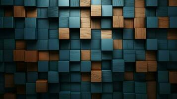 de betegeld behang gemaakt van houten blokken foto