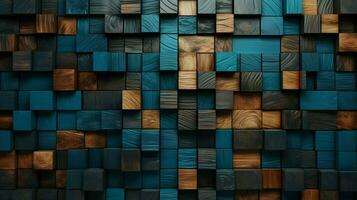 de betegeld behang gemaakt van houten blokken foto