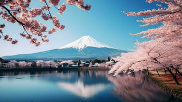 achtergronden van monteren fuji in de stijl van zanderig foto