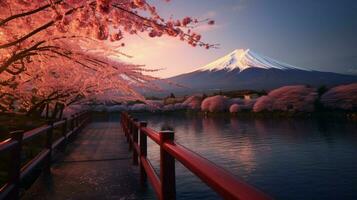 achtergronden van monteren fuji in de stijl van zanderig foto