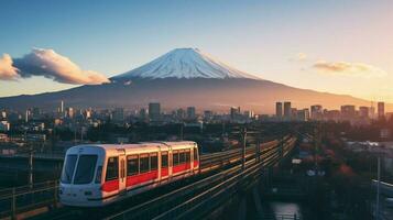 achtergronden van monteren fuji in de stijl van zanderig foto