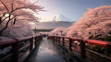 achtergronden van monteren fuji in de stijl van zanderig foto