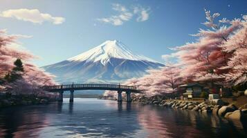 achtergronden van monteren fuji in de stijl van zanderig foto