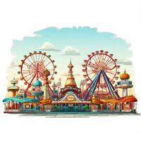 amusement park 2d tekenfilm vector illustratie Aan wit bac foto