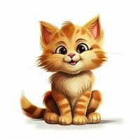 kat met wrang glimlach 2d tekenfilm illustraton Aan wit backgro foto