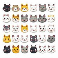 kat gezichten emoji's 2d tekenfilm vector illustratie Aan wit b foto