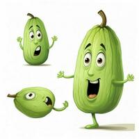 chayote 2d tekenfilm illustraton Aan wit achtergrond hoog qu foto