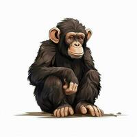 chimpansee 2d tekenfilm vector illustratie Aan wit backgro foto