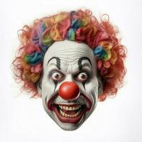 clown gezicht emoji Aan wit achtergrond hoog kwaliteit 4k hdr foto