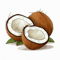 kokosnoot 2d vector illustratie tekenfilm in wit achtergrond foto