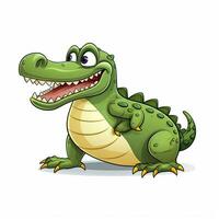 krokodil 2d tekenfilm vector illustratie Aan wit backgrou foto