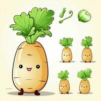 daikon 2d vector illustratie tekenfilm in wit achtergrond foto