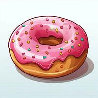 donut 2d tekenfilm vector illustratie Aan wit achtergrond h foto