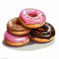 donuts 2d vector illustratie tekenfilm in wit backgrou foto