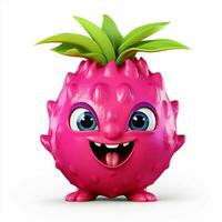 draak fruit 2d tekenfilm illustraton Aan wit achtergrond Hoi foto