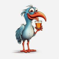 drinken vogel 2d tekenfilm illustraton Aan wit achtergrond h foto