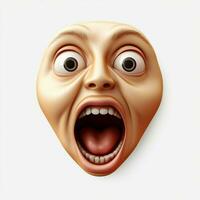 gezicht schreeuwen in angst emoji Aan wit achtergrond hoog kwaliteit foto