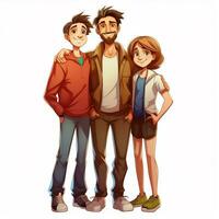 familie Mens jongen 2d tekenfilm illustraton Aan wit achtergrond foto