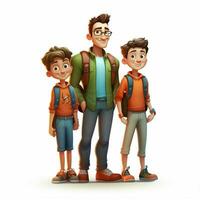 familie Mens Mens jongen jongen 2d tekenfilm illustraton Aan wit bac foto