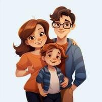 familie vrouw vrouw jongen 2d tekenfilm illustraton Aan wit bac foto