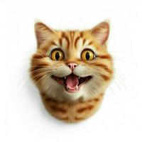 grijnzend kat met glimlachen ogen emoji Aan wit achtergrond h foto