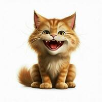grijnzend kat emoji Aan wit achtergrond hoog kwaliteit 4k hdr foto