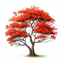 Indisch koraal boom bloem 2d tekenfilm illustraton Aan wit b foto