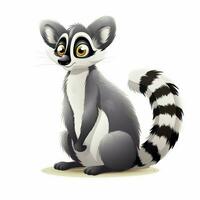 lemur 2d tekenfilm vector illustratie Aan wit achtergrond foto