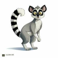 lemur 2d tekenfilm vector illustratie Aan wit achtergrond foto