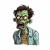 Mens zombie 2d tekenfilm illustraton Aan wit achtergrond hoog foto