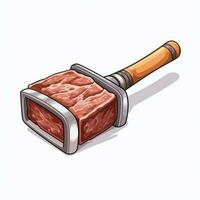 vlees hamer vlees tenderizer 2d tekenfilm illustraton Aan zier foto