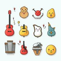 musical instrument emoji's 2d tekenfilm vector illustratie O foto