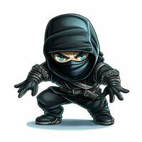 Ninja 2d tekenfilm illustraton Aan wit achtergrond hoog kwal foto