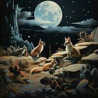 nachtelijk dieren verkennen de wereld onder de maanlicht foto