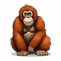 orangoetan 2d tekenfilm vector illustratie Aan wit backgrou foto