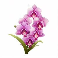 orchidee 2d tekenfilm illustraton Aan wit achtergrond hoog qua foto