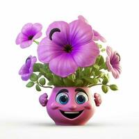 petunia 2d tekenfilm illustraton Aan wit achtergrond hoog qu foto