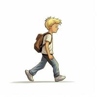 persoon wandelen 2d tekenfilm illustraton Aan wit achtergrond foto